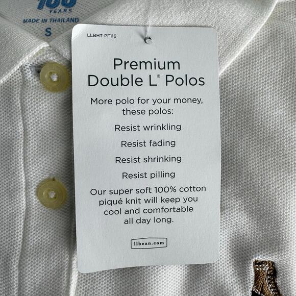 NEW Old Stock LL Bean Polo Shirt 100 Year Edition With Boot Logo White small - Picture 9 of 9